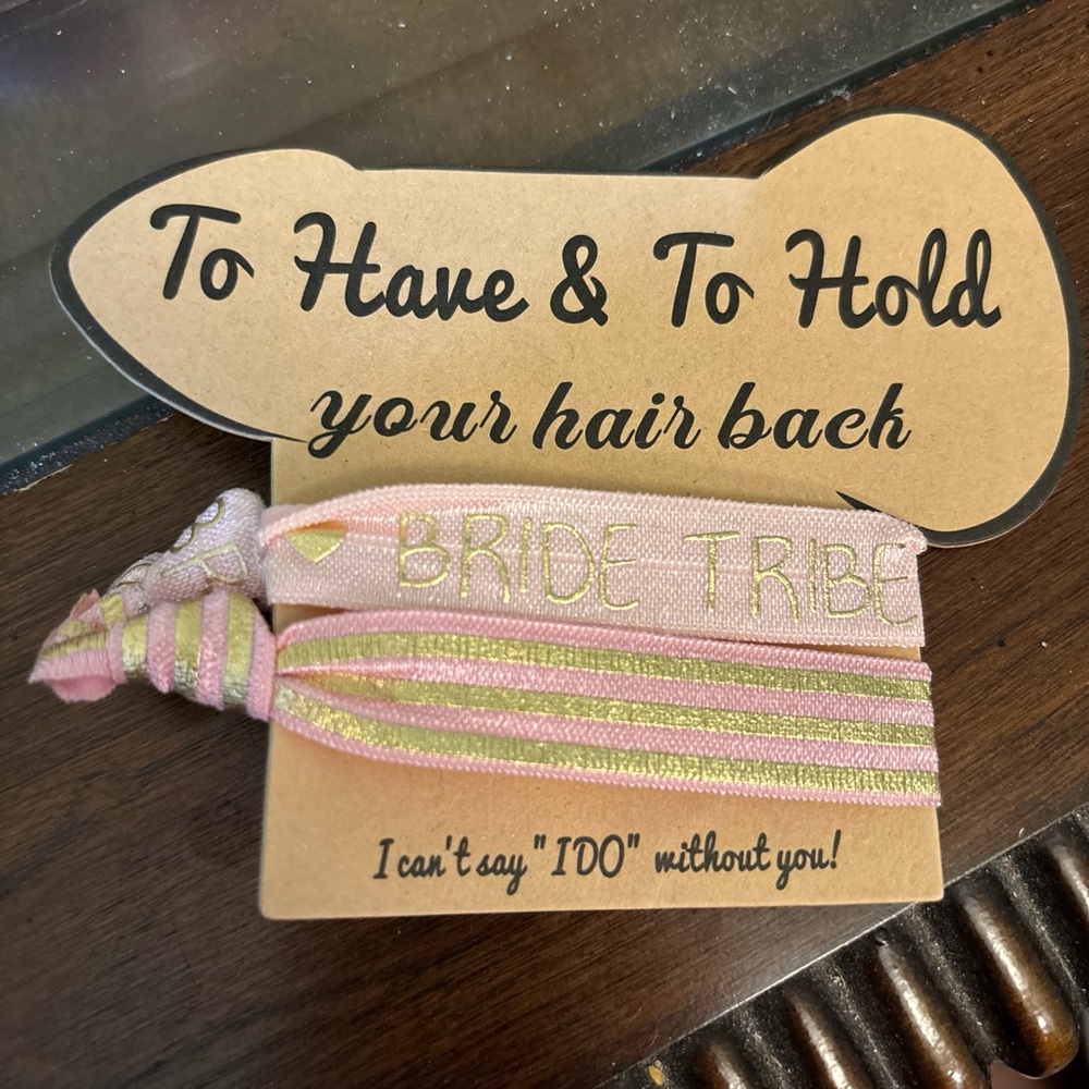 Bride Tribe Hair Ties - Pink and Gold
